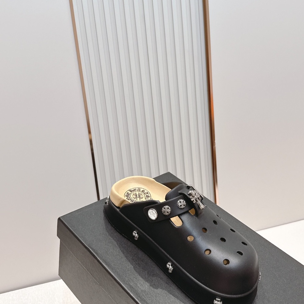 Chrome Hearts Black Embellished Platform Clog Slides - Picture 7 of 9